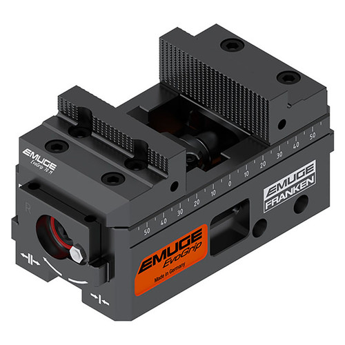 Emuge EvoGrip SEG1080.6540 | 70.00mm Width x 130.00mm Length x 72.00mm Height Steel Centering Vise with Knurled Jaws Set