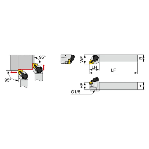 Tungaloy 6755219 | PWLNL2020K08-CHP 20.00mm Shank Width x 20.00mm Shank Height x 125.00mm Functional Length x 125.00mm OAL Uncoated Steel Indexable Turning Toolholder