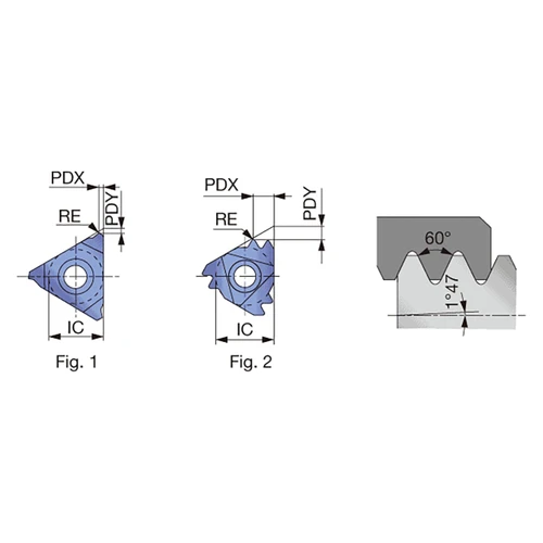 Tungaloy 6913031 | 16IR8RAPI AH8015 8 TPI x 3.18mm Pitch x 9.52mm Circle Diameter x 0.43mm Radius AlTiN Coated Carbide Laydown Threading Insert