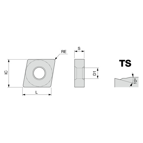 Tungaloy 6965742 | CNMG 430.5 TS AH6225 1/2" Circle Diameter x 0.187" Thickness x 0.508" Edge Length x 0.008" Radius TiAlN Coated Carbide Turning Insert