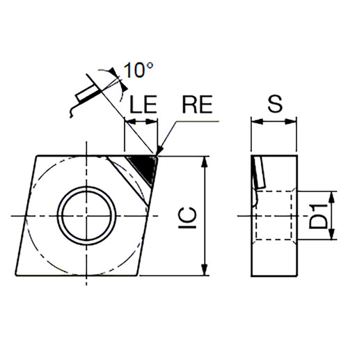 Tungaloy 6795271 | 1QP-CNMM 431F DX160 12.70mm Circle Diameter x 4.75mm Thickness x 0.41mm Radius Uncoated Carbide Turning Insert