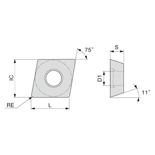 Tungaloy 6967510 | EPGT521 FL-J08 SH7025 0.156" Circle Diameter x 0.063" Thickness x 0.161" Edge Length x 0.016" Radius x 11 Degree Clearance Angle TiAlN+TiCN Coated Carbide Turning Insert