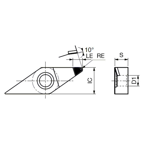 Tungaloy 6965534 | 1QP-VNMM 333F DX160 9.52mm Circle Diameter x 4.75mm Thickness x 1.19mm Radius Uncoated Carbide Turning Insert