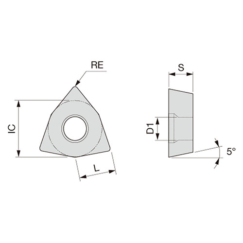Tungaloy 6967629 | WBGT520.5 FL-W08 SH7025 0.156" Circle Diameter x 0.063" Thickness x 0.134" Edge Length x 0.008" Radius x 5 Degree Clearance Angle TiAlN+TiCN Coated Carbide Turning Insert
