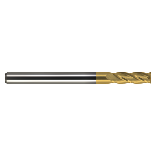M.A. Ford 11118750T | 3/16" Diameter x 3/16" Shank x 5/8" LOC x 2.000" OAL x 30 Degree Helix Angle 4 Flute TiN Coated Carbide 111 Square End Mill