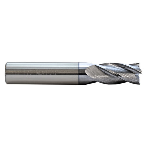 M.A. Ford 11137501C | 3/8" Diameter x 3/8" Shank x 1.000" LOC x 2-1/2" OAL x 0.015" Radius x 30 Degree Helix Angle 4 Flute TiCN Coated Carbide 111 Corner Radius End Mill