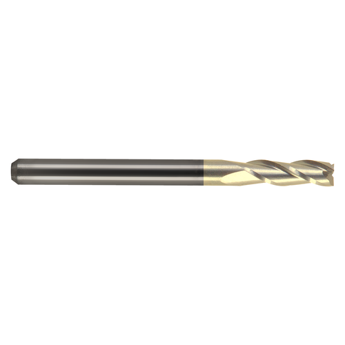M.A. Ford 11612500R.005F | 1/8" Diameter x 1/8" Shank x 3/8" LOC x 1-1/2" OAL x 0.005" Radius x 30 Degree Helix Angle 3 Flute Fordlube Coated Carbide 116 Corner Radius End Mill