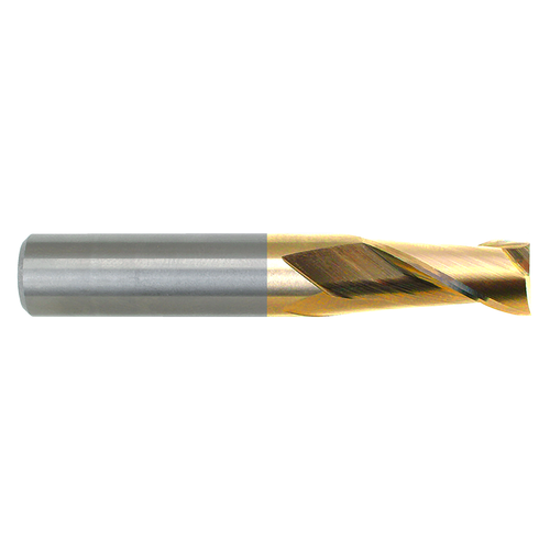 M.A. Ford 12128120T | 9/32" Diameter x 5/16" Shank x 3/4" LOC x 2-1/2" OAL x 30 Degree Helix Angle 2 Flute TiN Coated Carbide 121 Square End Mill