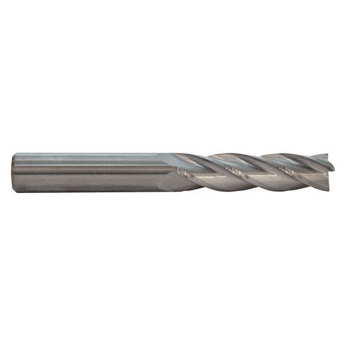 M A Ford 12250000 | 1/2" Diameter x 1/2" Shank x 2.000" LOC x 4.000" OAL x 30 Degree Helix Angle 4 Flute Uncoated Carbide Square End Mill