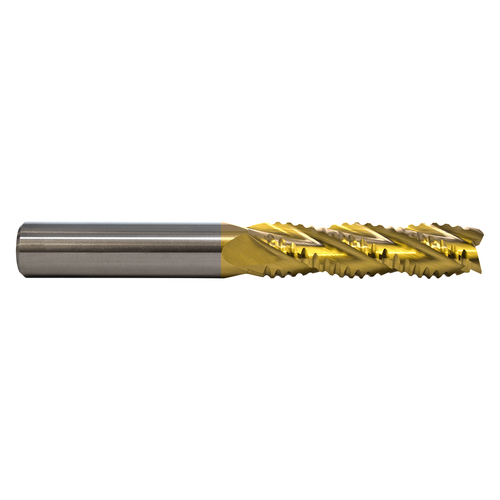 M A Ford 13250000T | 1/2" Diameter x 1/2" Shank x 2.000" LOC x 4.000" OAL x 30 Degree Helix Angle 4 Flute TiN Coated Carbide Square End Mill