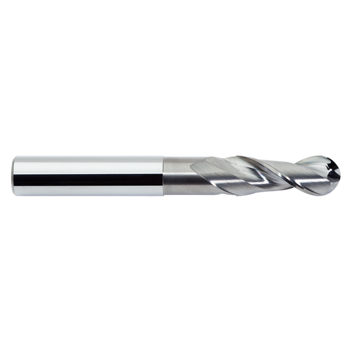 M A Ford 135B31251N | 5/16" Diameter x 5/16" Shank x 13/16" LOC x 4.000" OAL x 37 Degree Helix Angle 2 Flute Uncoated Carbide Ball Nose End Mill