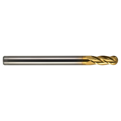 M.A. Ford 14023620T | 6.00mm Diameter x 6.00mm Shank x 20.00mm LOC x 64.00mm OAL x 3.00mm Radius x 30 Degree Helix Angle 4 Flute TiN Coated Carbide 140 Ball Nose End Mill