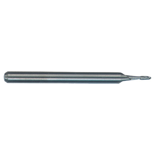 M.A. Ford 15006500 | 0.065" Diameter x 1/8" Shank x 0.195" LOC x 1-1/2" OAL x 30 Degree Helix Angle 2 Flute Uncoated Carbide 150 Ball Nose End Mill