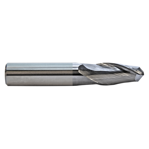 M A Ford 15043750C | 7/16" Diameter x 7/16" Shank x 1.000" LOC x 2.750" OAL x 30 Degree Helix Angle 2 Flute TiCN Coated Carbide Ball Nose End Mill