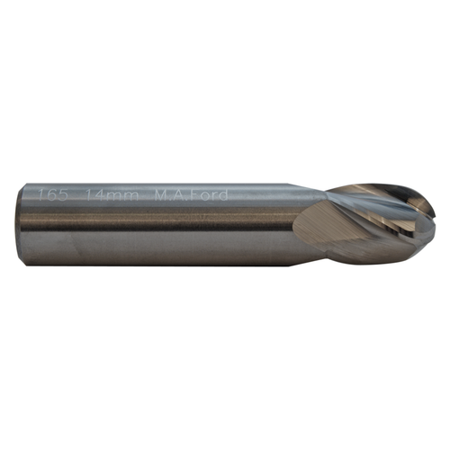 M A Ford 16523620 | 6.00mm Diameter x 6.00mm Shank x 13.00mm LOC x 51.00mm OAL x 3.00mm Radius 4 Flute Uncoated Carbide Ball Nose End Mill
