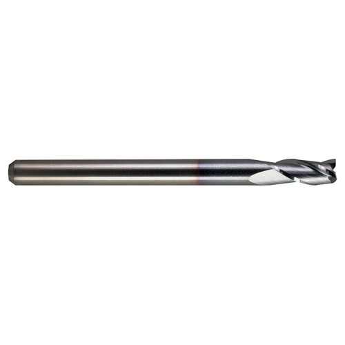 M.A. Ford 16912500C | 1/8" Diameter x 1/8" Shank x 1/4" LOC x 1-1/2" OAL x 30 Degree Helix Angle 3 Flute TiCN Coated Carbide 169 Stub Square End Mill