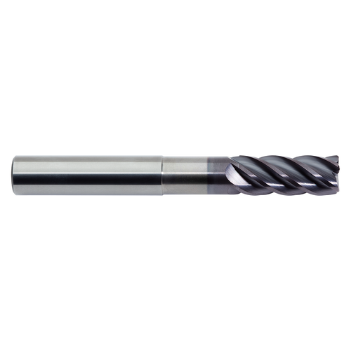 M A Ford 17810032NA | 1.000" Diameter x 1.000" Shank x 3.000" LOC x 6.000" OAL x 0.015" Radius x 38 Degree Helix Angle 5 Flute ALtima Coated Carbide Corner Radius End Mill