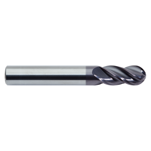 M A Ford 17923600A | 6.00mm Diameter x 6.00mm Shank x 13.00mm LOC x 57.00mm OAL x 3.00mm Radius x 35-38 Degree Helix Angle 4 Flute ALtima Coated Carbide Ball Nose End Mill