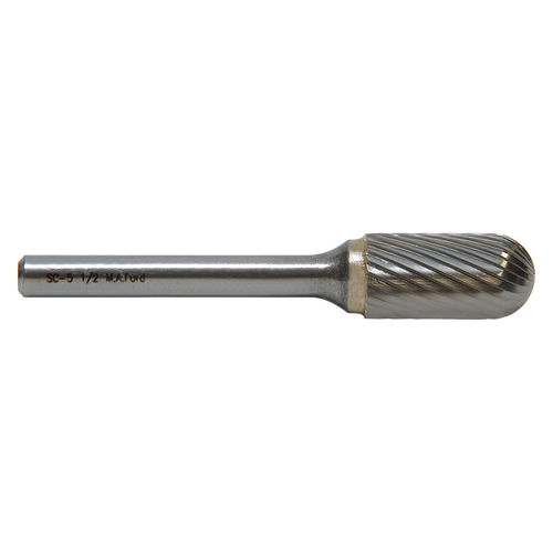 M.A. Ford 42375030 | 3/8" Diameter x 1/4" Shank x 3/4" LOC x 2-3/4" OAL 30 Flute Uncoated Carbide 42SC Ball Nose Cylinder Burr