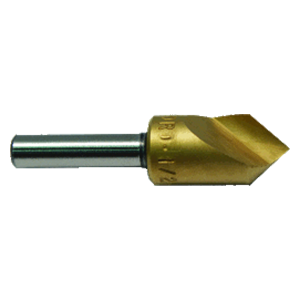 M A Ford 61T037501 | 3/8" Diameter x 1/4" Shank x 2.000" OAL x 60 Degree Included Angle 1 Flute TiN Coated HSS Countersink