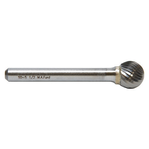 M.A. Ford 69050027L3 | 1/8" Diameter x 1/8" Shank x 7/64" LOC x 3.000" OAL 5 LH Flute 12 RH Flute Uncoated Carbide 69SD Double Cut Miniature Burr
