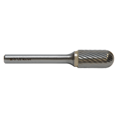 M A Ford 72040027M | 4.80mm Diameter x 3.00mm Shank x 12.70mm LOC x 38.00mm OAL 6 LH Flute Uncoated 15 RH Flute Uncoated Carbide Double Cut Miniature Burr