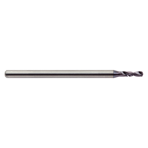 M A Ford MPDCSM0200A | 2.00mm Diameter x 3.00mm Shank x 8.00mm LOC x 50.00mm OAL x 30 Degree Helix Angle 2 Flute ALtima Coated Carbide Micro Drill Bit