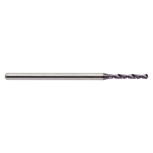 M A Ford MXDCRM0265A | 2.65mm Diameter x 3.00mm Shank x 19.00mm LOC x 60.00mm OAL x 30 Degree Helix Angle 2 Flute ALtima Coated Carbide Micro Drill Bit