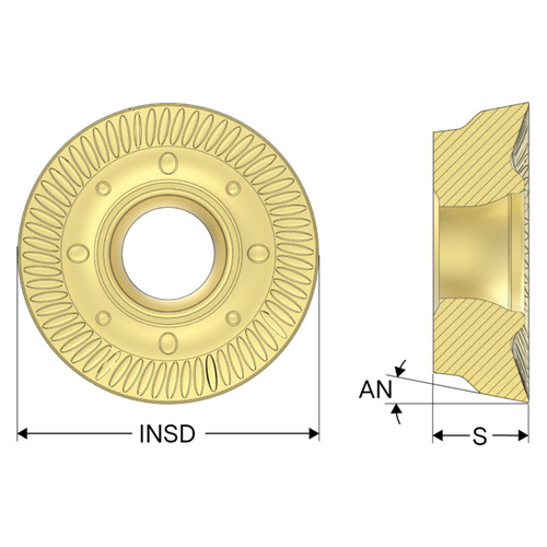 Seco Tools 10255368 | RPKT2006M0T-8-ME12 0.250" Insert Thickness x 0.394" Radius Neutral Insert Hand 8 Cutting Edge PVD Coated F40M Grade RPKT Copy Milling Insert