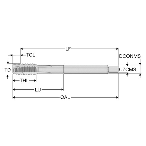 Seco Tools 10280429 | T32-PN09B95-1/2-20-21R 0.500" Thread Diameter x 0.367" Shank x 0.247" Tap Length 3 Flute TiAIN+TiN Coated HSS-E Cylindrical T32 Spiral Point Tap
