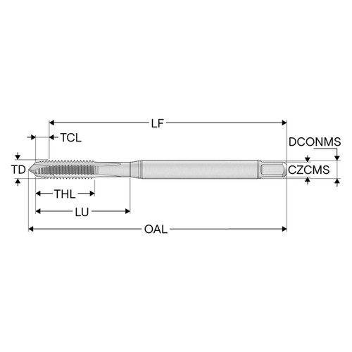 Seco Tools 10280434 | T32-PN09B95-1-12-21R 1.000" Thread Diameter x 0.800" Shank x 0.411" Tap Length 4 Flute TiAIN+TiN Coated HSS-E Cylindrical T32 Spiral Point Tap