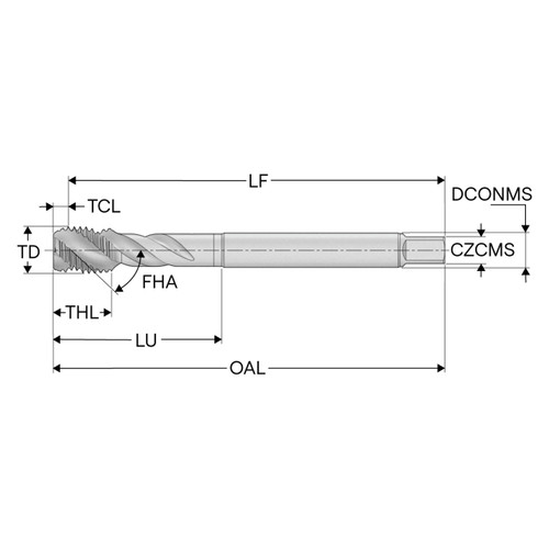 Seco Tools 10280445 | T34-PH08B93-4-40-22R 0.112" Thread Diameter x 0.141" Shank x 0.111" Tap Length 3 Flute TiAIN+WC/C Coated HSS-E-PM Cylindrical T34 Spiral Point Tap