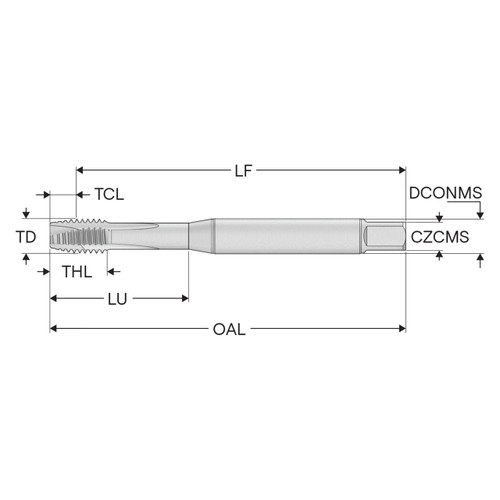 Seco Tools 10280460 | T34-PH08B96-1-8-22R 1.000" Thread Diameter x 0.800" Shank x 0.577" Tap Length 4 Flute TiAIN+WC/C Coated HSS-E-PM Cylindrical T34 Spiral Point Tap