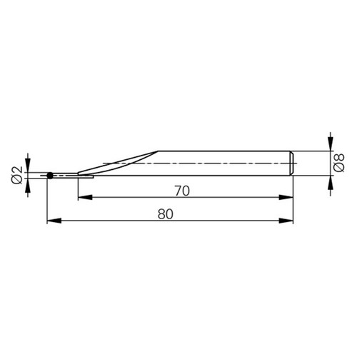 Fowler 54-194-906-0 | 2.00mm Diameter x 8.00mm Shank x 80.00mm Length Ball Probe Tungsten