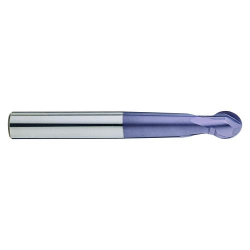YG1 EM669040 | 4.00mm Diameter x 6.00mm Shank x 5.00mm LOC x 80.00mm OAL x 2.00mm Radius x 30 Degree Helix Angle 2 Flute ALTiN Coated Carbide Ball Nose End Mill