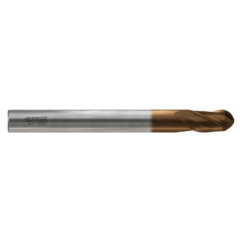 YG1 HPK11100 | 0.394" Diameter x 0.394" Shank x 0.709" LOC x 3.937" OAL 30 Degree Helix Angle 3 Flute C Coated Carbide Ball End Mill