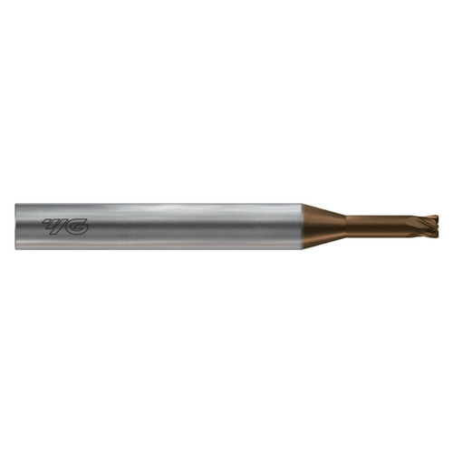 YG1 HPK17902 | 1.50mm Diameter x 6.00mm Shank x 2.20mm LOC x 4.00mm LBS x 40.00mm OAL x 0.10mm Radius x 30 Degree Helix Angle 4 Flute C-Coated Carbide HPK17 Corner Radius End Mill