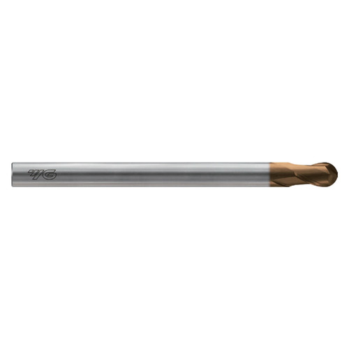 YG1 HPK44080 | 8.00mm Diameter x 8.00mm Shank x 12.00mm LOC x 100.00mm OAL x 4.00mm Radius x 30 Degree Helix Angle 2 Flute C-Coated Carbide HPK44 Ball End Mill