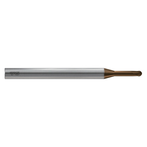 YG1 HPK45875 | 2.00mm Diameter x 6.00mm Shank x 1.50mm LOC x 8.00mm LBS x 50.00mm OAL x 1.00mm Radius x 30 Degree Helix Angle 2 Flute C-Coated Carbide HPK45 Ball End Mill
