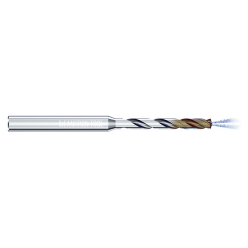 Mikron Tool 2.CD.060270.IC | CrazyDrill Cool SST-Inox 1.00 - 6.35mm Diameter Range x 4.00mm Shank x 16.20mm LOC x 68.00mm OAL 2 Flute eXedur SNP Coated Coolant Fed Drill