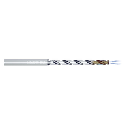 Mikron Tool 2.CD.100175.IC | CrazyDrill Cool SST-Inox 1.00 - 6.35mm Diameter Range x 4.00mm Shank x 17.50mm LOC x 67.00mm OAL 2 Flute eXedur SNP Coated Pilot Drill