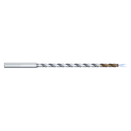 Mikron Tool 2.CD.200225.IC | CrazyDrill Cool SST-Inox 1.00 - 6.35mm Diameter Range x 4.00mm Shank x 45.00mm LOC x 95.00mm OAL 2 Flute eXedur SNP Coated Pilot Drill
