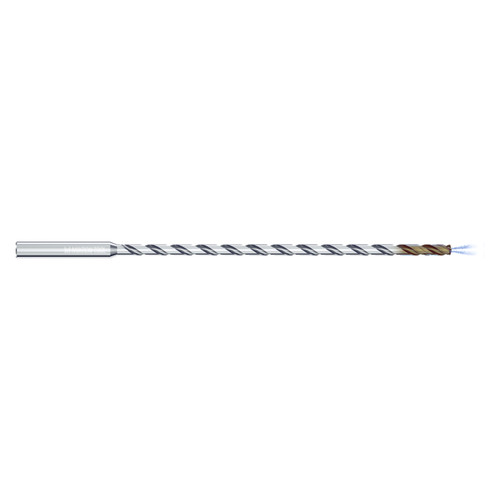 Mikron Tool 2.CD.300190.IC | CrazyDrill Cool SST-Inox 1.45 - 6.35mm Diameter Range x 4.00mm Shank x 57.00mm LOC x 110.00mm OAL 2 Flute eXedur SNP Coated Pilot Drill
