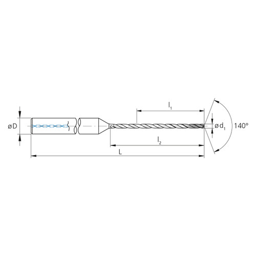 Mikron Tool 2.CD.200160.XL | CrazyDrill Cool XL 1.00 - 6.00mm Diameter Range x 4.00mm Shank x 32.00mm LOC x 76.00mm OAL 2 Flute eXedur SL Coated Pilot Drill