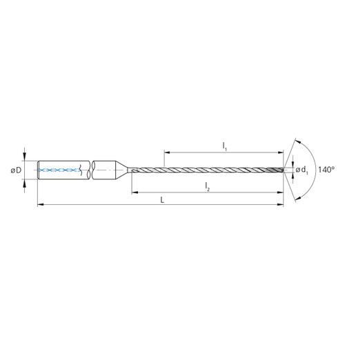 Mikron Tool 2.CD.300F116.XL | CrazyDrill Cool XL 1.00 - 6.00mm Diameter Range x 4.00mm Shank x 48.00mm LOC x 92.00mm OAL 2 Flute eXedur SL Coated Pilot Drill