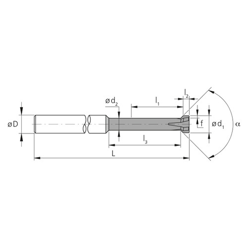Mikron Tool 2.BC.03190090.1 | CrazyMill Chamfer 0.010" Size x 0.075" Head Diameter x 0.157" Shank x 0.315" LOC x 1.970" OAL x 90 Degree Chamfer Angle 5 Flute eXedur RIP Coated Back Chamfer Tool