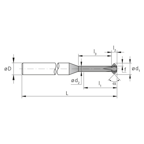 Mikron Tool 2.DC.03370090.1 | CrazyMill Chamfer 0.93mm Size x 3.70mm Head Diameter x 4.00mm Shank x 11.10mm LOC x 60.00mm OAL 5 Flute eXedur RIP Coated Double Chamfer Tool
