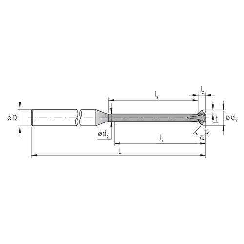 Mikron Tool 2.DC.06090090.1 | CrazyMill Chamfer 0.18mm Size x 0.90mm Head Diameter x 3.00mm Shank x 5.40mm LOC x 60.00mm OAL 4 Flute eXedur RIP Coated Double Chamfer Tool