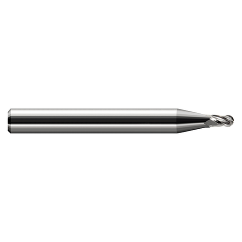 Harvey Tool 24552 | 0.052" Cutter Diameter x 0.078" LOC x 1/8" Shank x 1-1/2" OAL 4 Flute Uncoated Carbide Miniature Ball End Mill