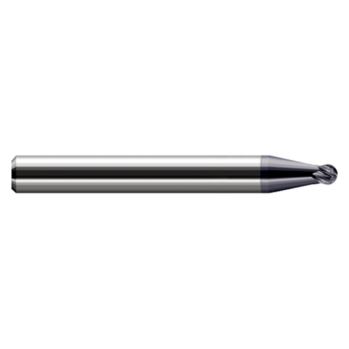 Harvey Tool 690431-C3 | 0.031" Cutter Diameter x 0.025" LOC x 1/8" Shank x 1-1/2" OAL 2 Flute C3 Coated Carbide Miniature Ball End Mill